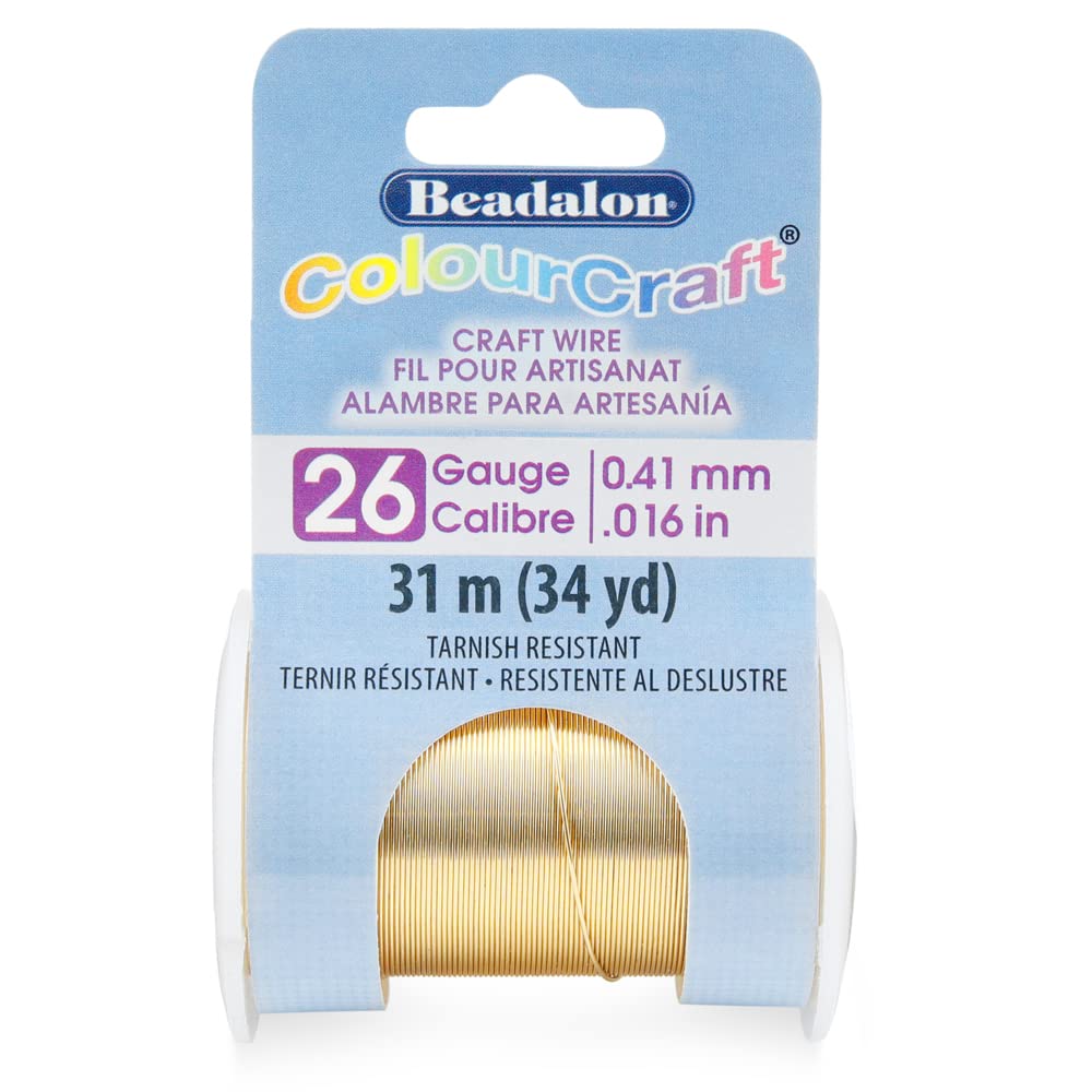 Beadalon ColourCraft Wire, 26 Gauge, Brass Light Color, 34 yd Spool