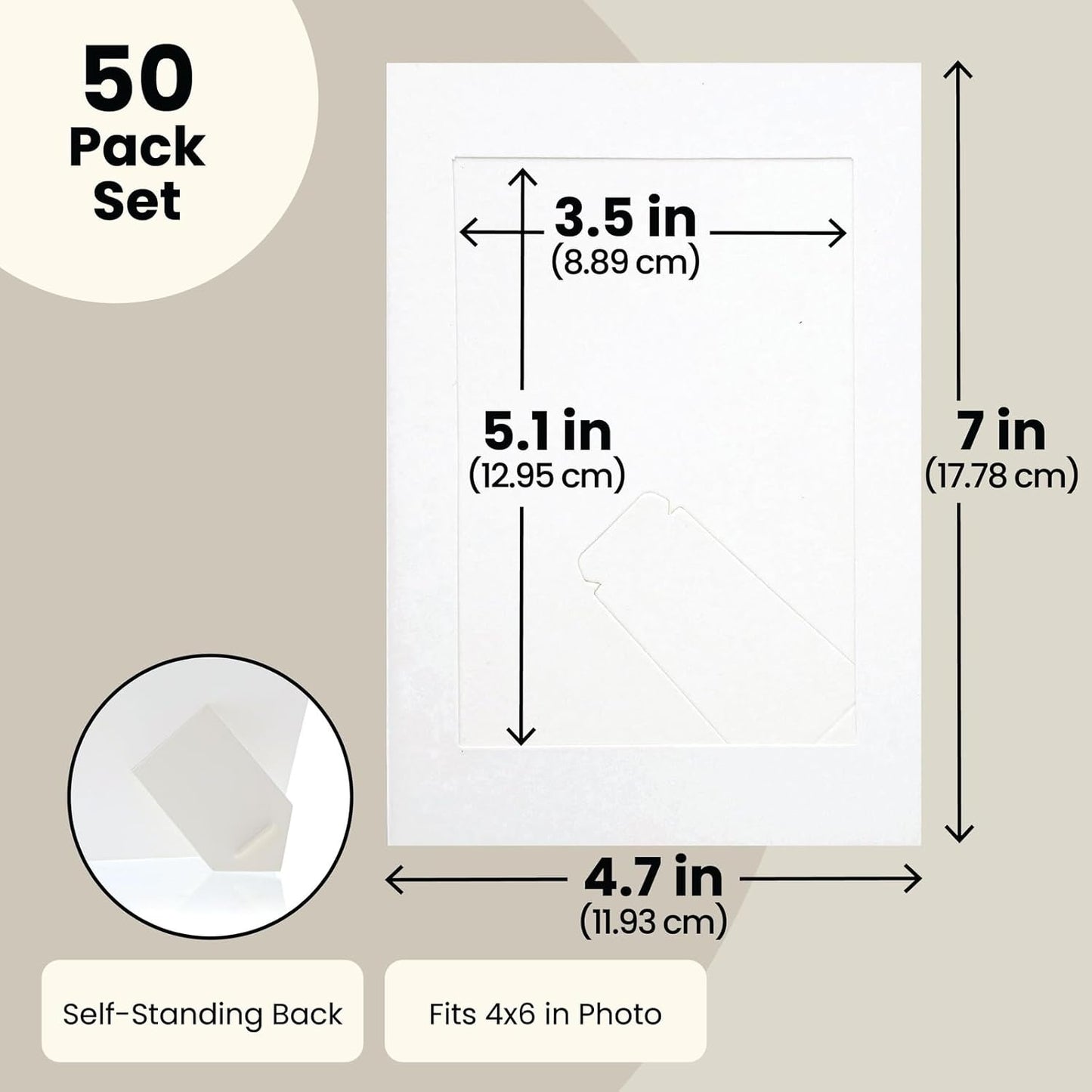Juvale Picture Frames - 4x6 White Cardboard 50 Pack, Easel Back Tabletop - Paper Picture Frames for Crafts & DIY Decoration
