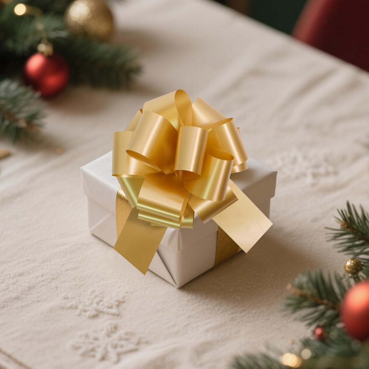 6 PCS 6 Inch Golden Pull Bows - Perfect for Gift Wrapping, Wedding Decor, Car Bows, Birthday Parties, Christmas and Valentine's Day