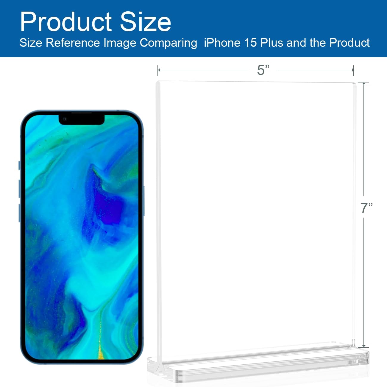 BlueValley Acrylic Sign Holder 5x7 Vertical – 12 Pack Double Sided Clear Plastic Display Stand for Table Menu, Flyer, Photo, Document – Standing Desktop Frame for Office, Retail, Home, Commercial Use