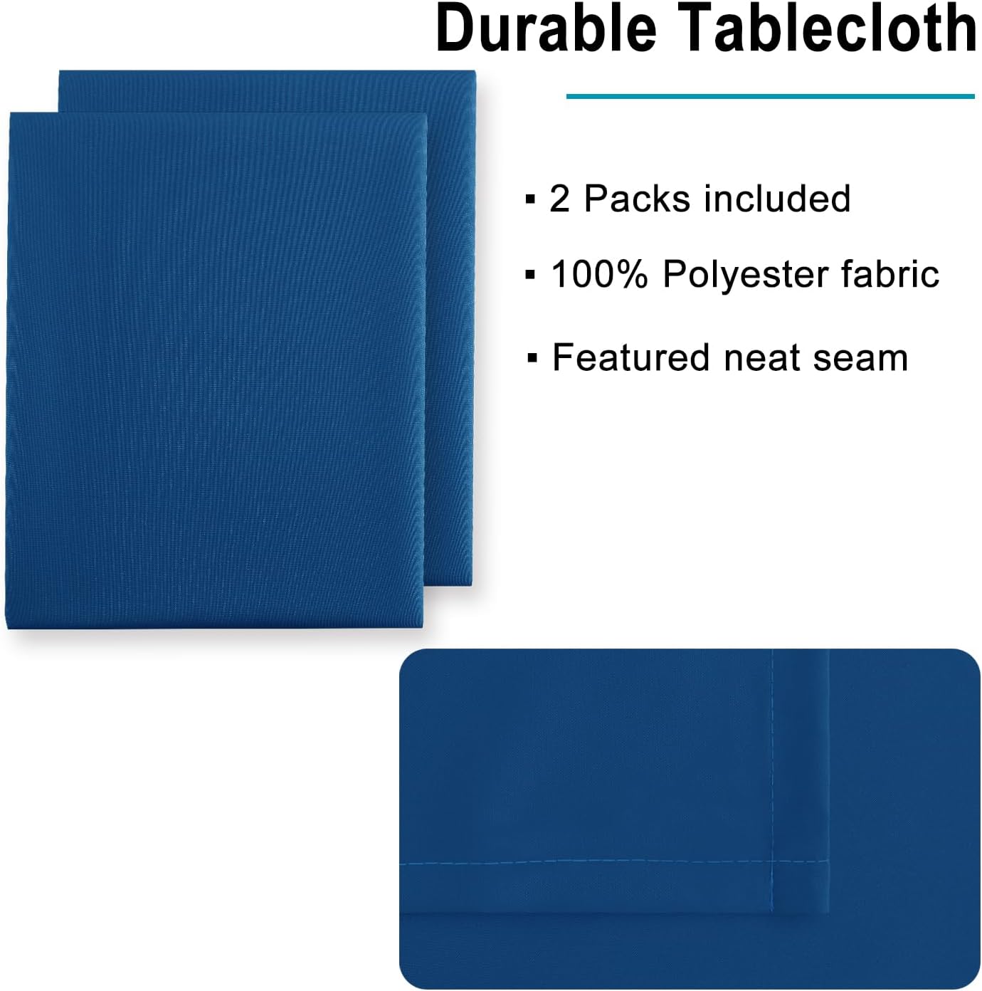 Hiasan 2 Pieces Royal Blue Tablecloth Square - Waterproof and Washable Fabric Table Cloth for Card Tables, 30 x 30 Inch