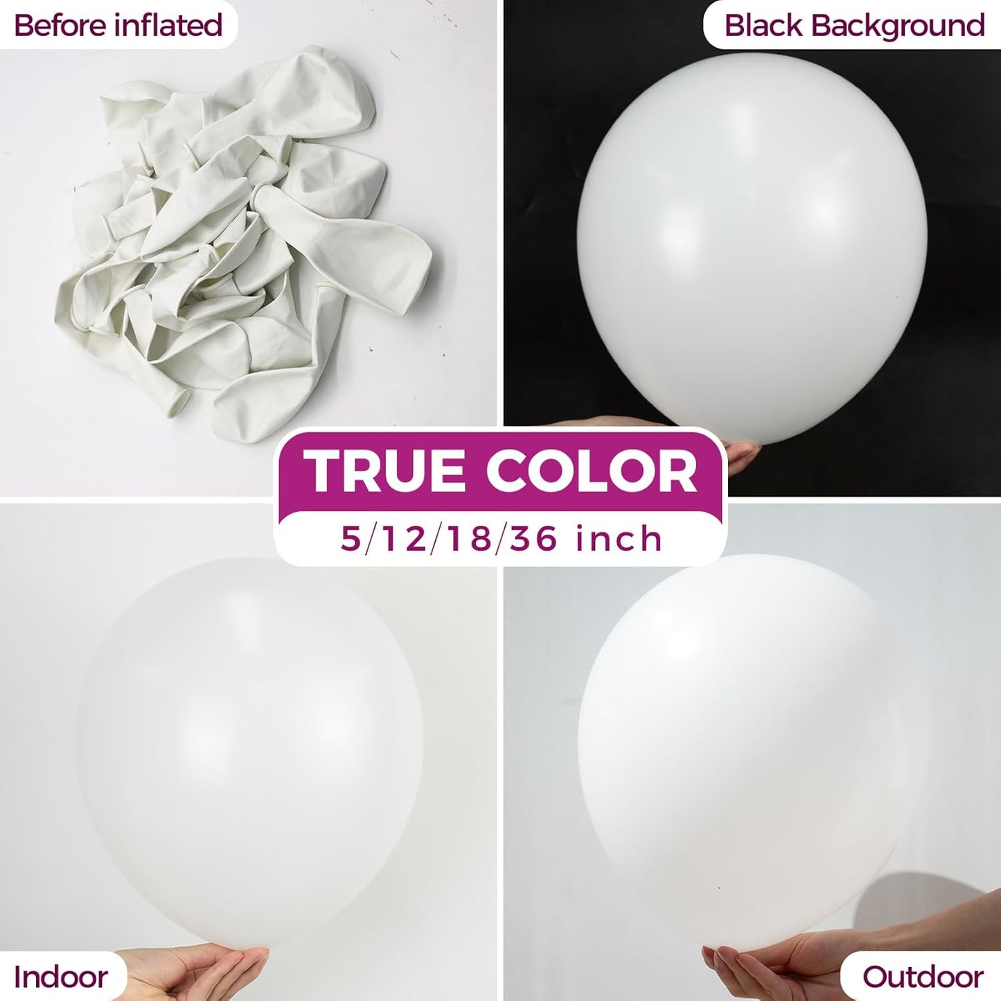 Bezente White Giant Balloons 36 Inch - 8 Pack Jumbo White Balloons Large Round Latex Balloons for Photo Shoot Birthday Bridal Shower Wedding Party Decorations