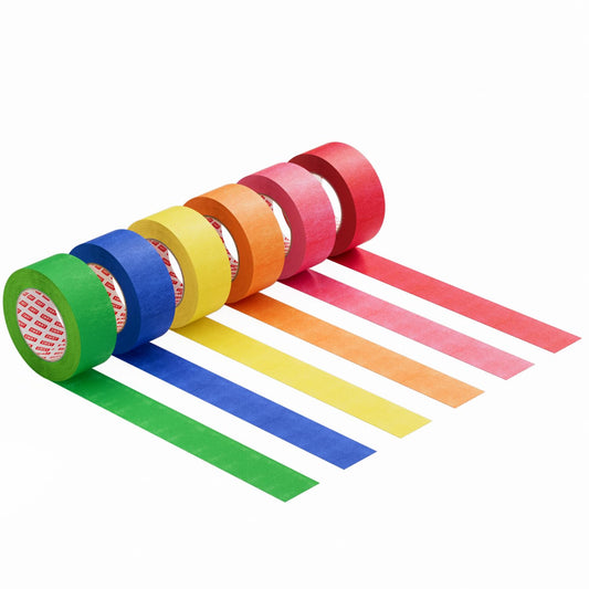 SWRT Colored Masking Tape 6-Pack, 0.7 Inch x 16 Yards Each Roll Rainbow Painter’s Tape Set for Arts, Crafts, Labeling & Teacher – Easy Tear, Residue-Free, Vibrant Colors