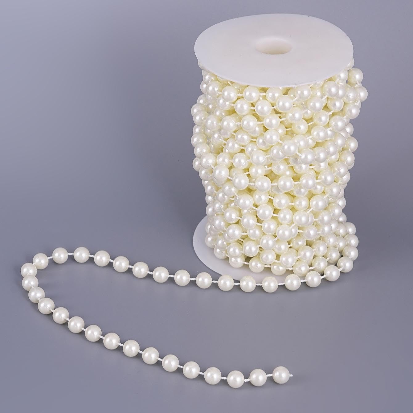 20 Yards/59 Feet Pearl Garland Craft String Pearls, Faux Pearl for Wedding Party Decoration, Christmas Tree Decorations and DIY Crafts (Ivory, 8 mm 59 Feet)