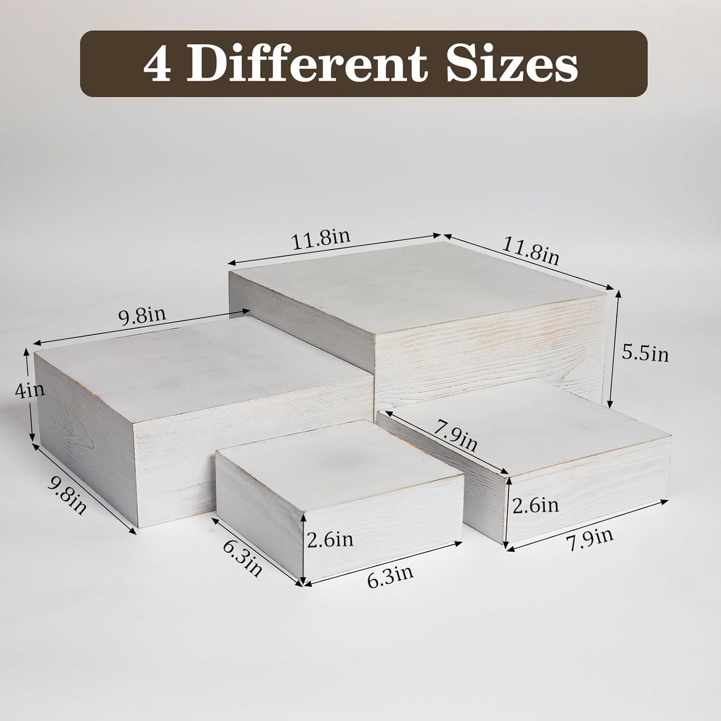 4 Pcs Buffet Risers, Wood Food Riser Dessert Display Stand for Party Wood Cupcake Stands Nesting Box for Display (Vinatge)