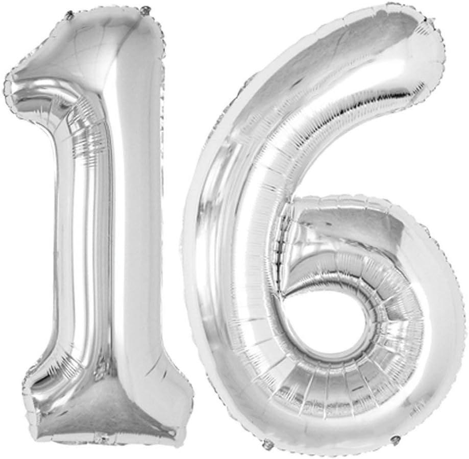 GOER Number 16 Balloons for 16th Birthday Sweet 16 Party Decorations,42 Inch Jumbo Foil Helium 61 Balloons for 61st Birthday Party Decoration (Sage Green)