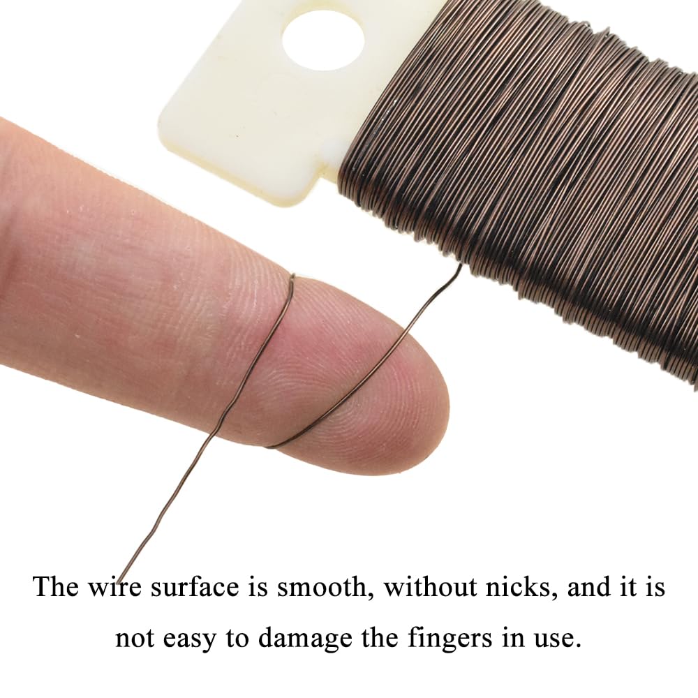 HAHIYO 26Gauge Coffee Color Metal Floral Wire - 1 Roll, 38 Yards (115 Feet) - Flexible Paddle Wire for Craft, Christmas Wreath, Flower Arrangement, Bouquet Wrapping, Wedding, DIY