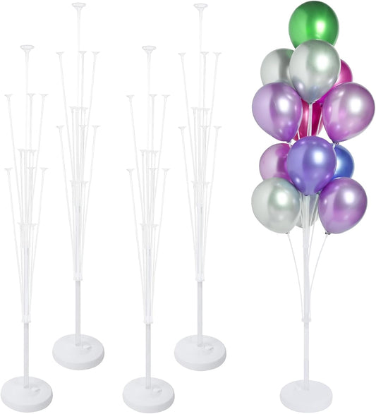 4 Sets of Balloon Stand Kit - 62in Balloon Stands with Base, Balloon Sticks, Decorations for Party Birthday Wedding Baby Shower Gender Reveal Graduation