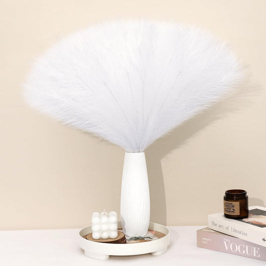 White Pampas Grass Decor 30 Pcs 21.7 Inch Faux Pampas Grass Bulk Artificial Dried Flowers Small Vase Filler Pompas Grass.