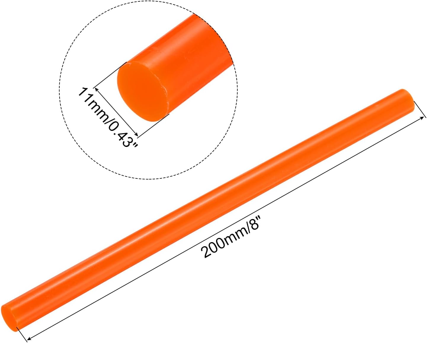 uxcell 20pcs Hot Glue Sticks for Glue Gun 11mm/0.43-inch x 8-inch Mini Hot Melt Adhesive Glue Stick Orange