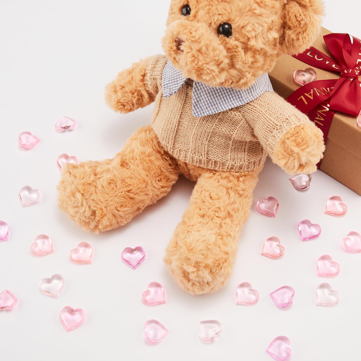 Homtable 150 Pieces Pink Red Acrylic Heart Table Scatter Vase Fillers, 5 Colors (5 Pink)