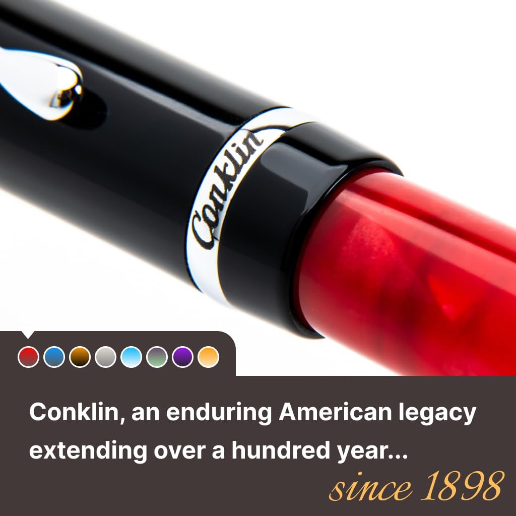 Conklin Duragraph Fountain Pen Red Nights - Fine Nib, Luxury Writing Instrument with Bold Red Finish