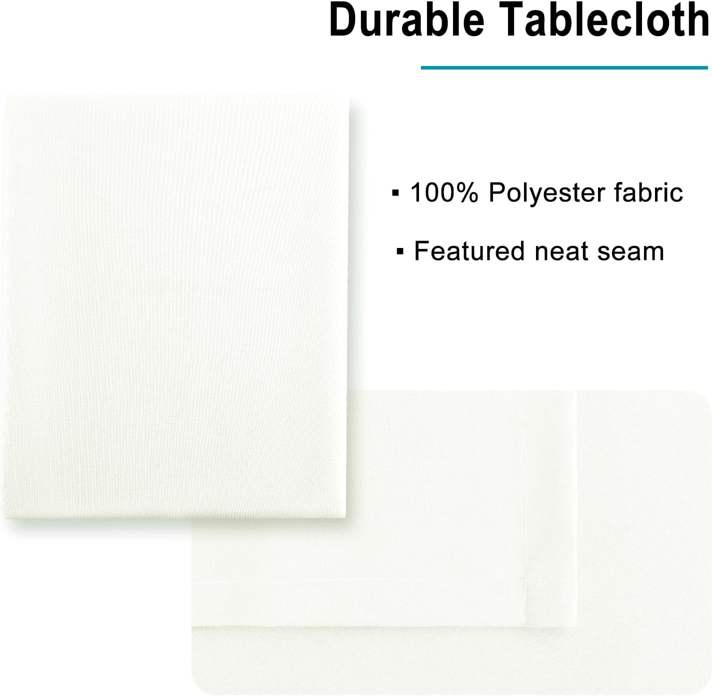 Hiasan Ivory Tablecloth for Rectangle Tables - Waterproof and Spillproof Washable Fabric Table Cloth for Dining Room Kitchen Party, 60 x 120 Inch
