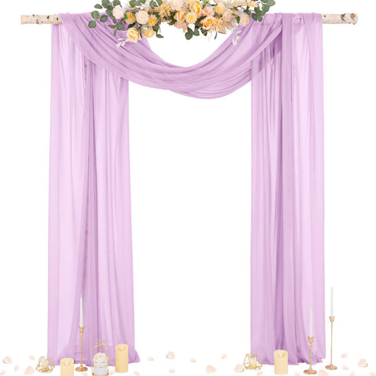 Socomi Lilac Purple Wedding Arch Draping Fabric 29" x 20Ft 2 Panels Sheer Outdoor Curtain Drapes Extra Long for Bridal Baby Shower Ceremony Birthday Party Decor