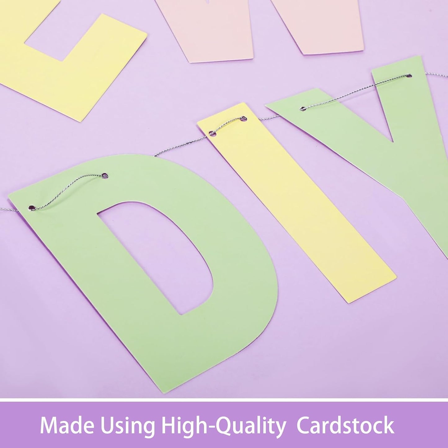 TaoBary 112 Pcs DIY Letter Custom Banner Glitter Customizable Banner Kit Including 107 Letters and Numbers 3 Rope for Valentine Birthday Party(Macaron Color)