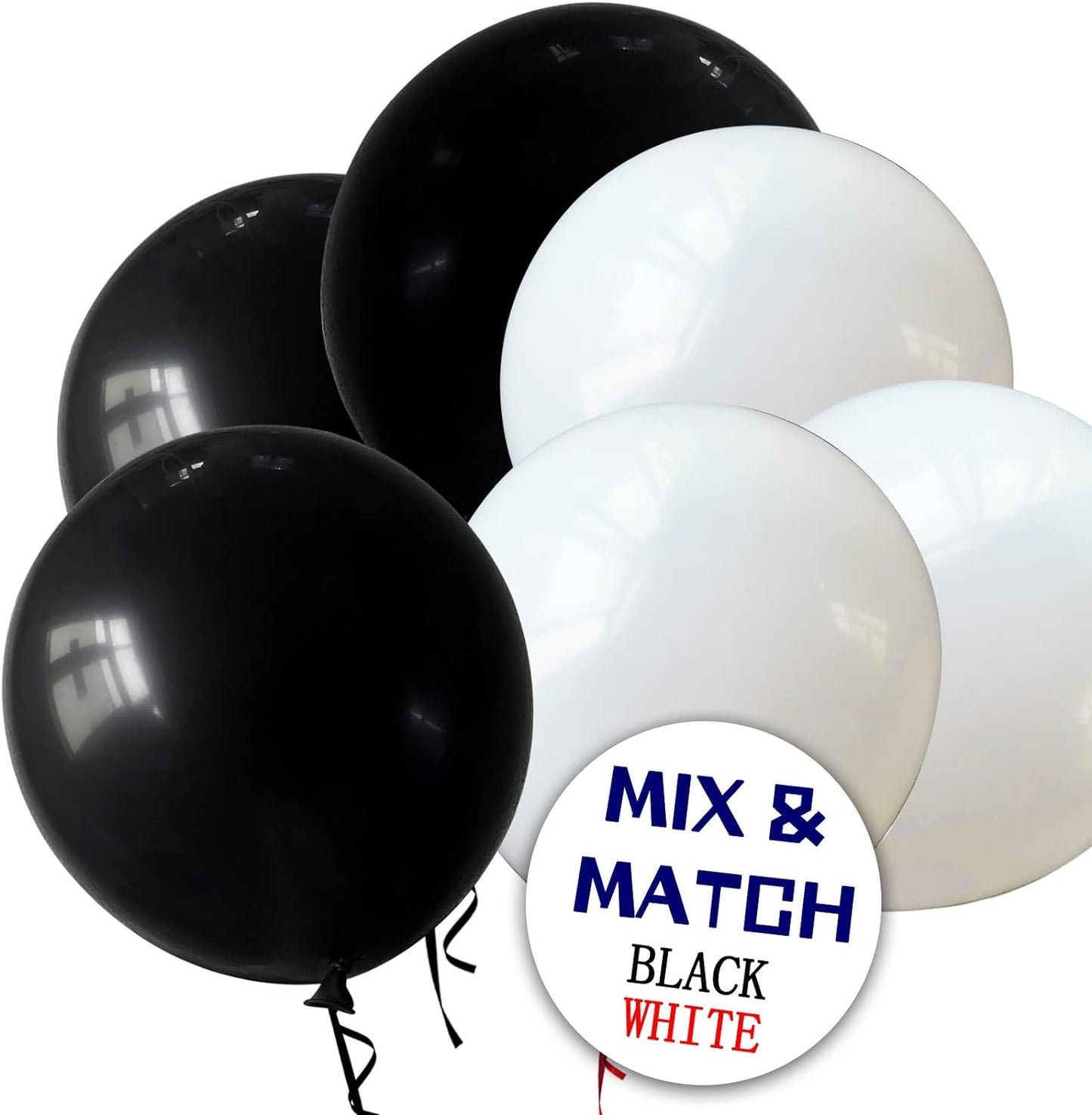 110pcs Black Balloon 12 inch, Black Latex Balloons for Birthday Party Baby Shower Wedding(with 2 Ribbons).