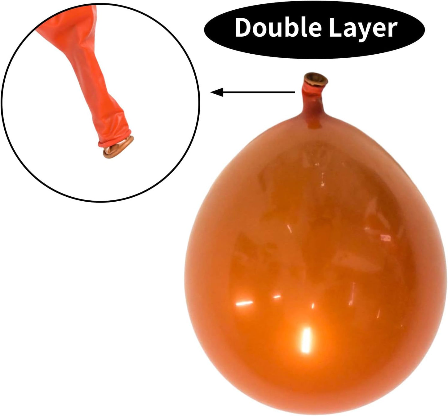 Metallic Orange Balloons 12 Inch, Double Stuffed Chrome Burnt Orange Balloons, Shiny Thick Chrome Metallic Latex Helium Balloon for Halloween Birthday Wedding Party Decoration Supplies