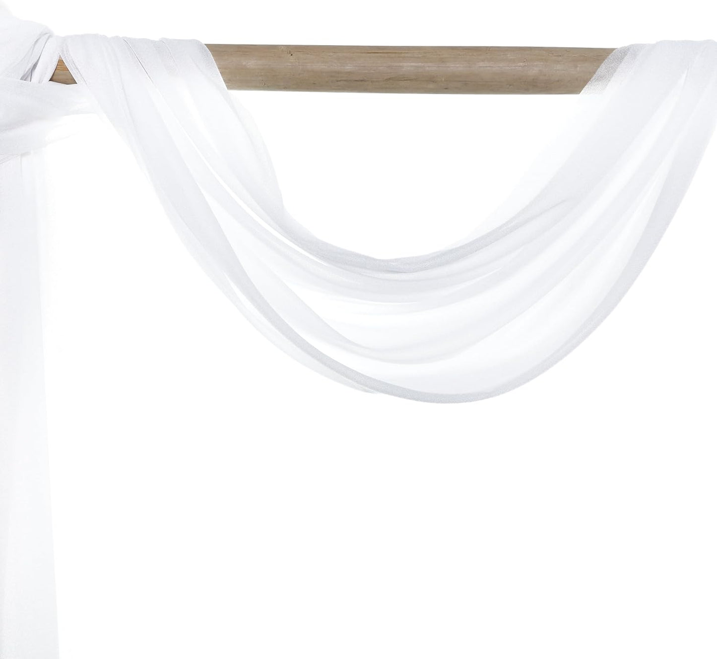 VDS Pack of 1 Panel (30 Inch X 20 Feet) Wedding Arch Draping Fabric Sheer Chiffon Fabric Drapery for Wedding Ceremony Reception Swag Backdrop Canopy Chuppah ARBO Altars Decoration (White)