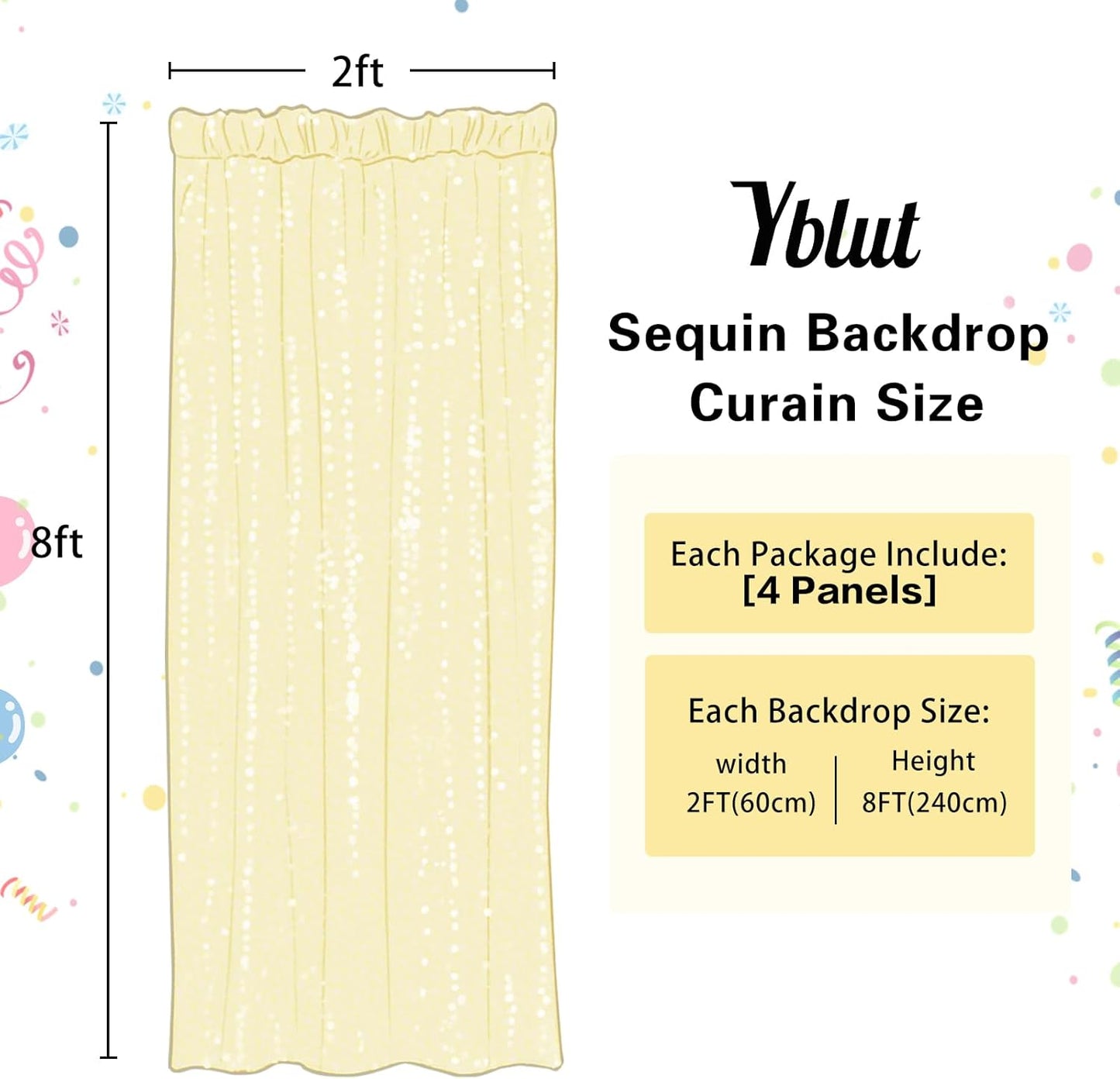 Turquoise Sequin Backdrop Curtain 4 Pieces 2FTx8FT Glitter Photography Backdrop for Party Wedding Birthday Christmas Decorations