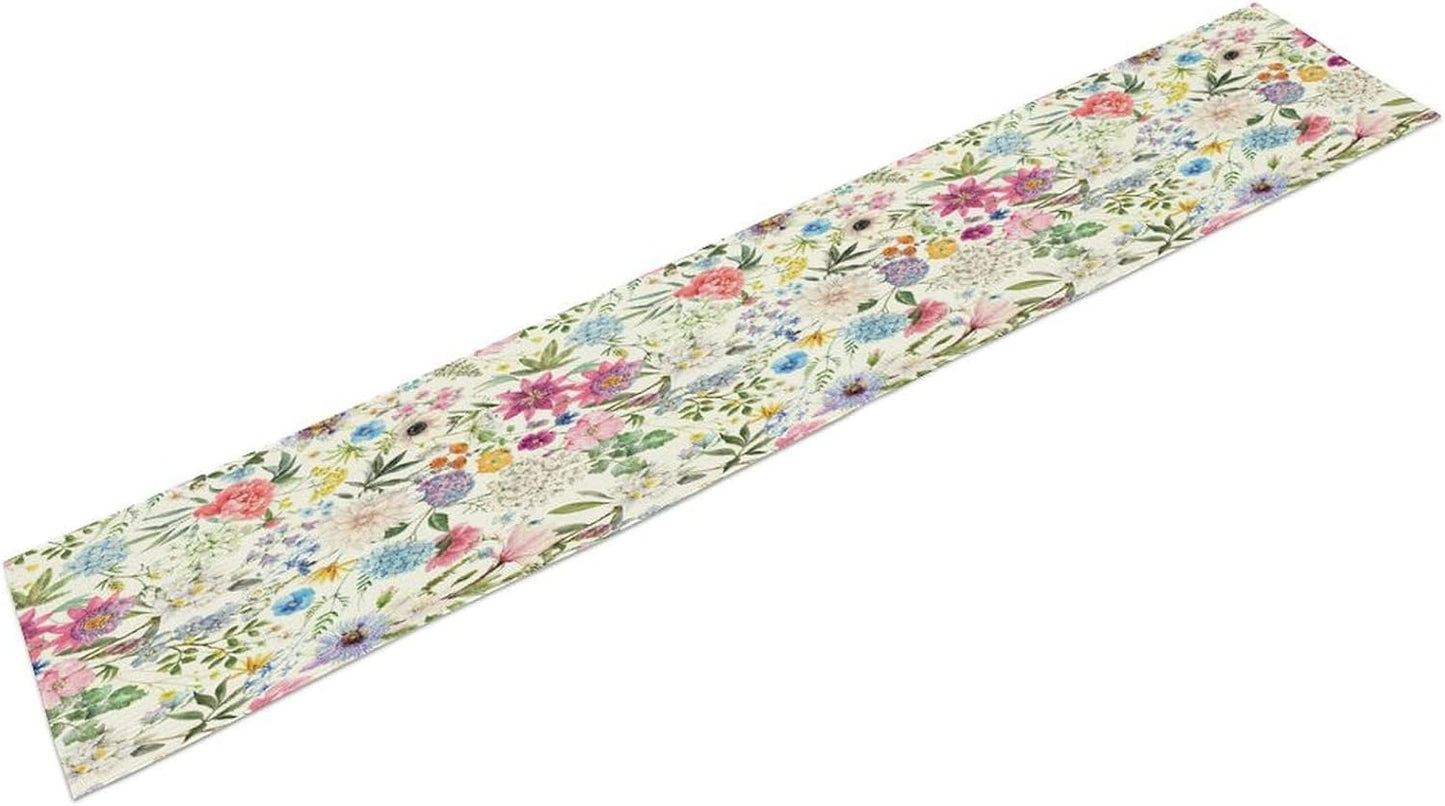 Floral Table Runner Watercolor Peony Rose Flower Kitchen Table Decoration for Indoor and Outdoor Wedding Party 13x70 Inch