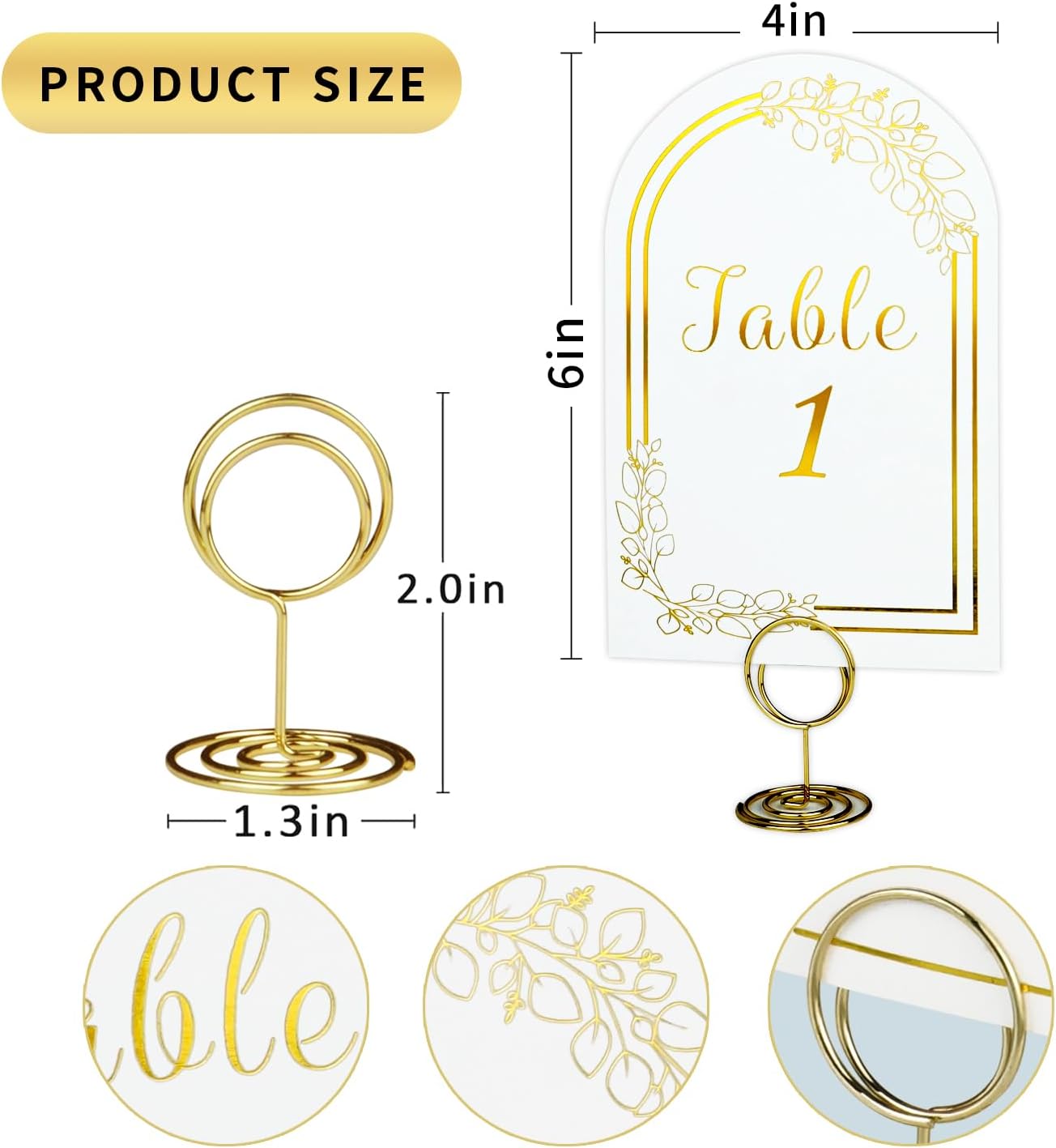 Wedding Table Numbers 1-20, 20 White Gold Tables Number Cards with 20 Gold Table Holders, 1 Set of 20 Numbers Card for Wedding Reception(Card and Holder)