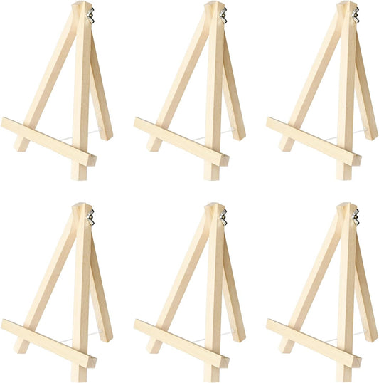 Kinlink 9 Inch Tall Wood Easels for Display Set of 6, Display Easel Tabletop, Painting Easel Stand for Artist Students