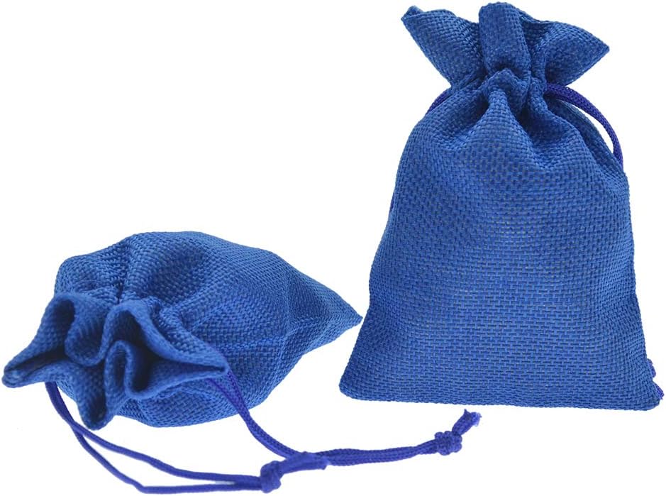 20pcs Burlap Gift Bags, 2.7 x 3.5 inch Linen Favor Drawstring Bags, Jute Baby Shower Wedding Jewelry Candy Packing Pouches (Royal Blue)