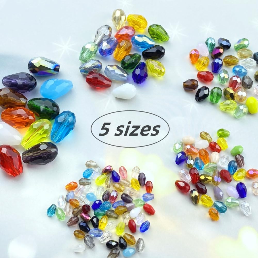 40pcs 10x15mm Teardrop Crystal Glass Beads Vertical Hole Faceted Loose Spacer Beads for DIY Craft Jewelry Making Necklace Bracelet Earring Wind Chimes(Yellow Series)