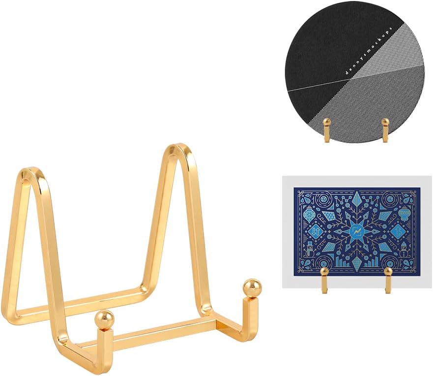 DIDUDIDU Plate Holder Easel Display Stand - Metal Plate Stands for Display - Tabletop Picture Stand - Gold Iron Easels for Display Pictures | Photo Frames | Book | Decorative Plates | Plaque
