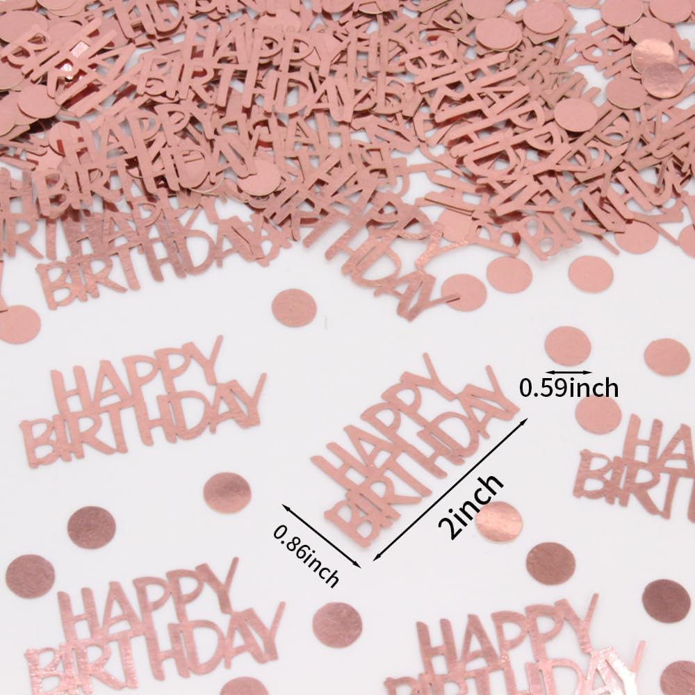 Rose Gold Birthday Confetti - 270 PCS Glitter Happy Birthday Decorations for Table