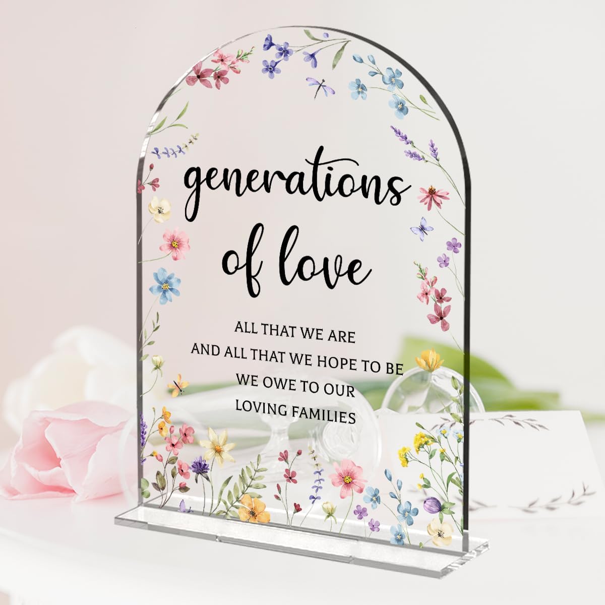 Wedding Sign，Genrations of Love Sign, Wedding Supplies 5x7 Inch, Kids Wedding Activities Acrylic Plaque, Please Help Yourself Sign, Wedding Signs for Ceremony Reception (Flower) decorative-signs183