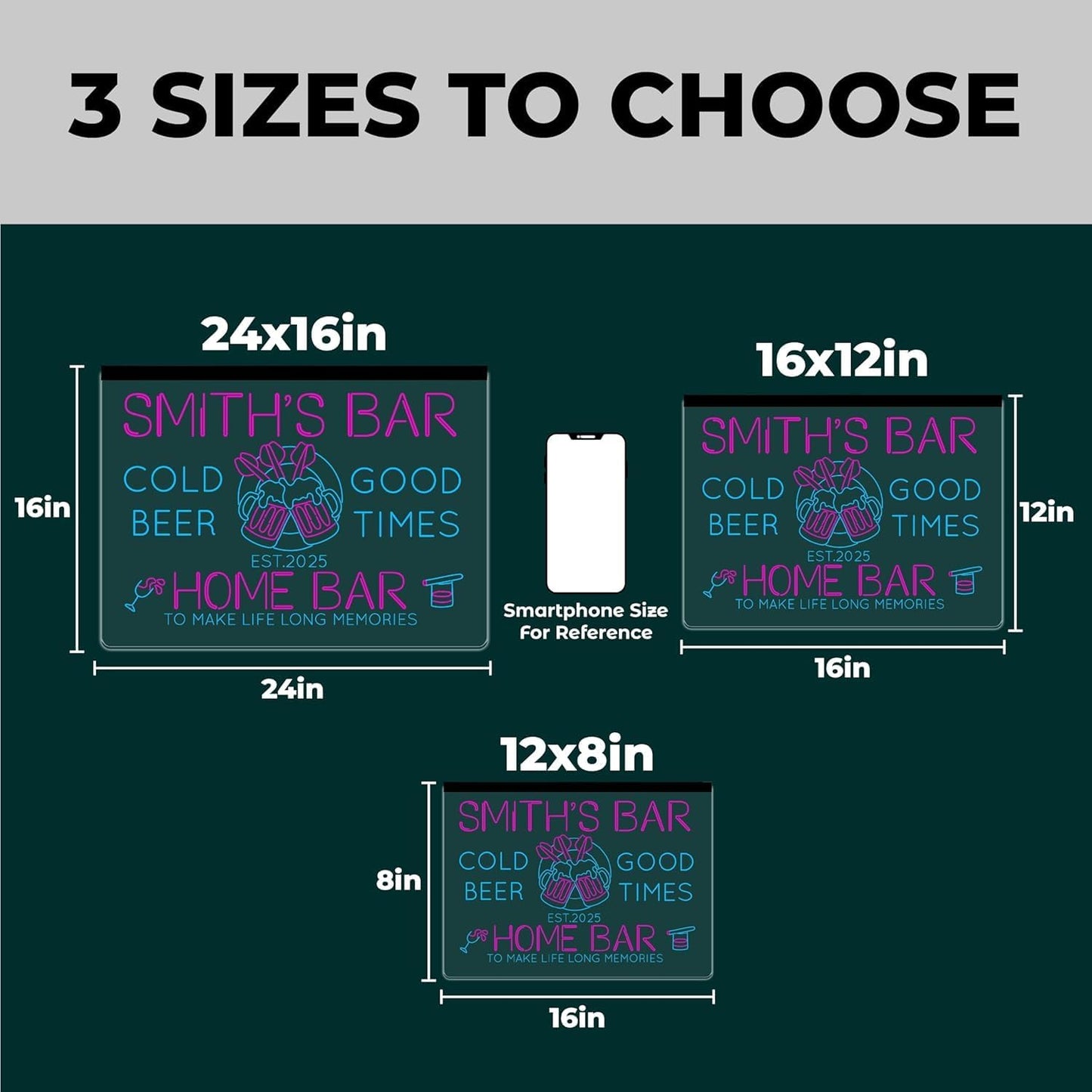 Personalized Bar Neon Sign Custom Beer Home Bar Lights Decor Acrylic Table LED Lighted Signs for Men Restaurant Coffee Man Cave Workshop Garage Poker Signs Gifts