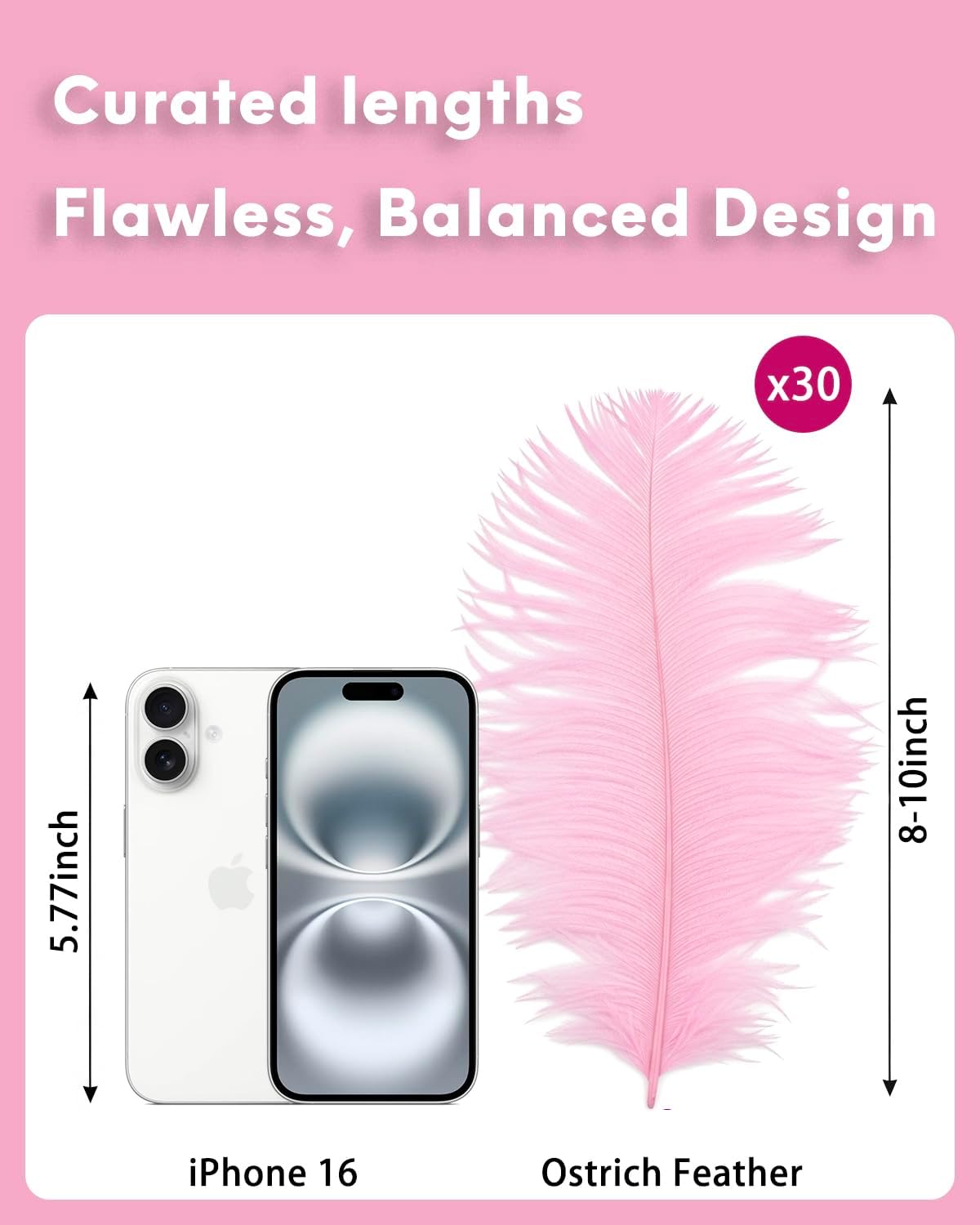 NEWONG 30pcs Light Pink Ostrich Feathers Natural Bulk 8-10inch（20-25cm) Vase Craft Wedding Home Party Centerpieces Christmas Day coquettish Valentine's Day Decoration