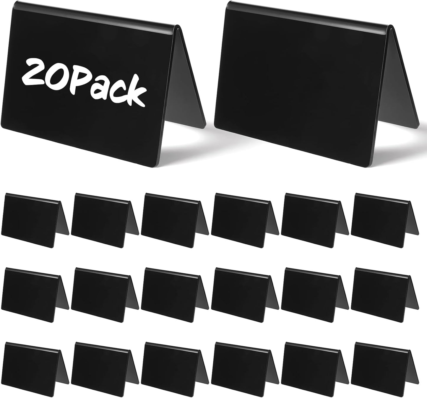 20 Packs Acrylic Mini Chalkboard Sign Black Food Labels Name Tags for Buffet Table Sign Chalkboard Blackboard for Wedding, Table Signs Place Cards for Buffet, Bakery
