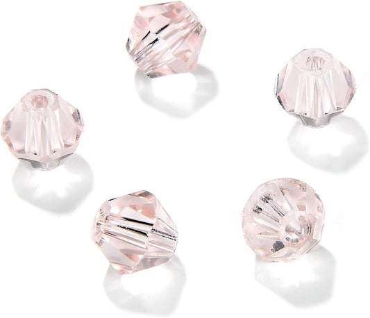 6mm Bicone 450Pcs Pink Crystal Glass Beads Faceted Bicone Shape Crystal Glass Spacer Beads for Bracelet Necklace Decorative Hand Jewelry Making (Pink, 6MM)