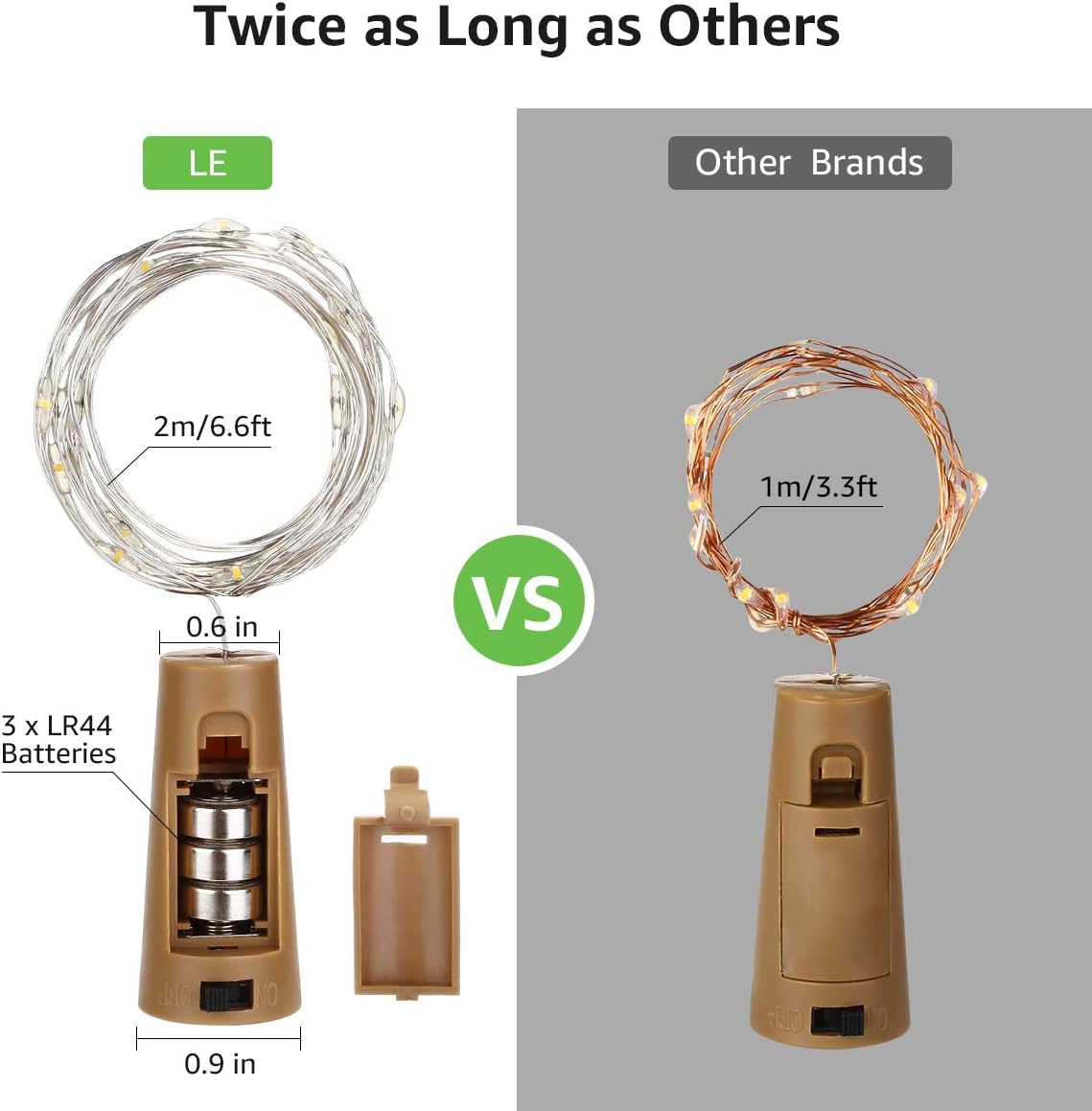 Lepro Wine Bottle Lights with Cork, 6.6 ft 20 LED Fairy Lights Battery Operated Mini String Lights, Waterproof Small Pixie Lights for Mason Jars, Crafts, DIY Wedding Party Centerpieces, 8 Pack