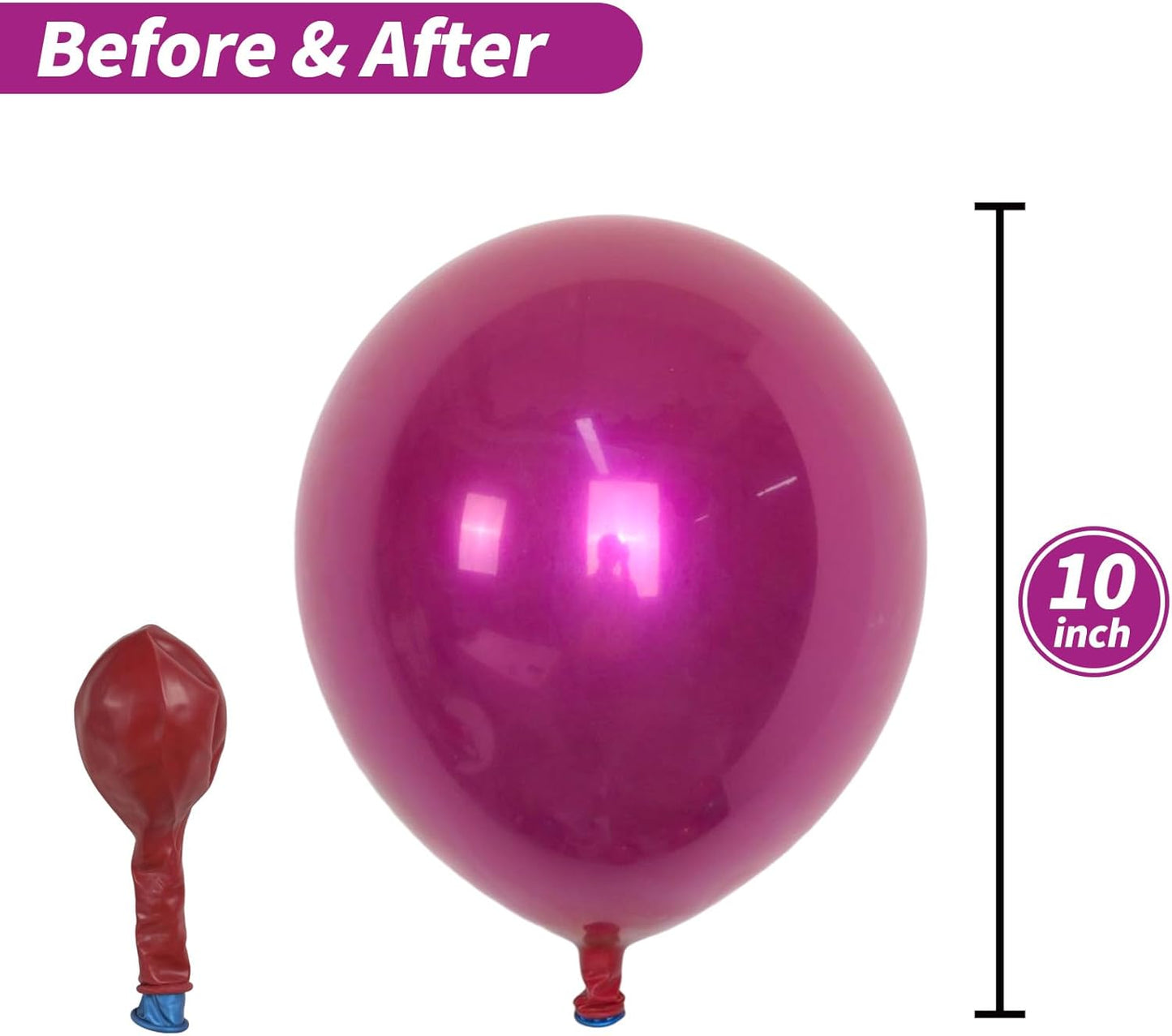 Chrome Fuchsia Balloons, 50 PCS 10 Inch Double-Layered Metallic Fuchsia Pink Balloons, Shiny Thick Chrome Metallic Magenta Latex Helium Fuchsia Magenta Balloons for Birthday Wedding Party Decoration