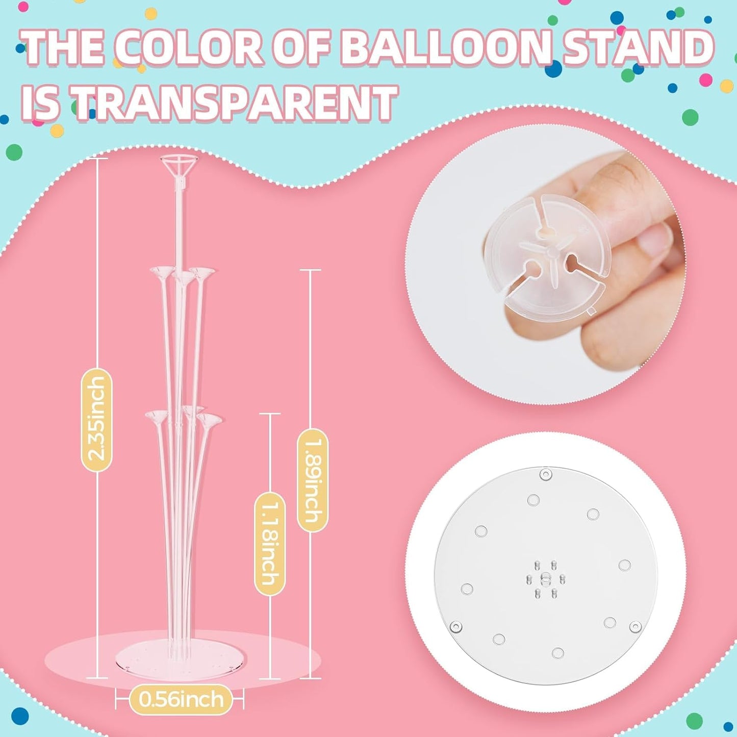 10 Set Balloon Stand Kit - Table Balloon Stands with Base, Easy Assembly Balloon Sticks, Reusable Balloon Holders for Baby Showers, Weddings, Birthdays, Party Decorations.