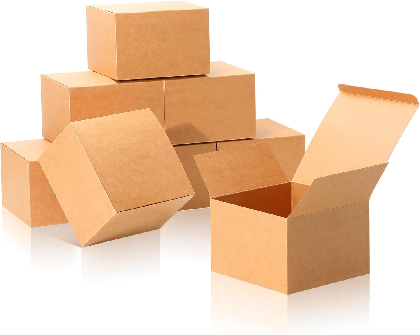 COTOPHER Small Gift Boxes 10 Pack 6x6x4 inches Brown Gift Boxes with Lids for Gifts, Crafting, Wedding Party Favor, Cupcake Box, Candy, Bridesmaids Proposal Box