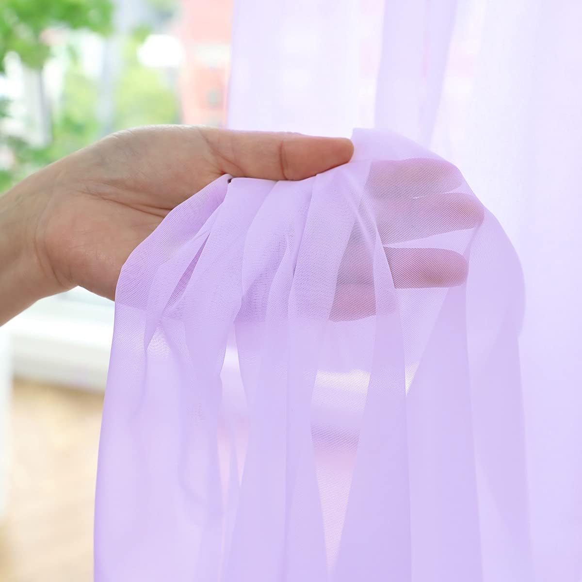 Window Purple Sheer Curtains 48 Inches Width 72 Inches Long 2 Panels Sheer Curtain Clear Curtains Basic Rod Pocket Panel for Home Living Room Bedroom Kids Room Yard Patio Parlor Sliding