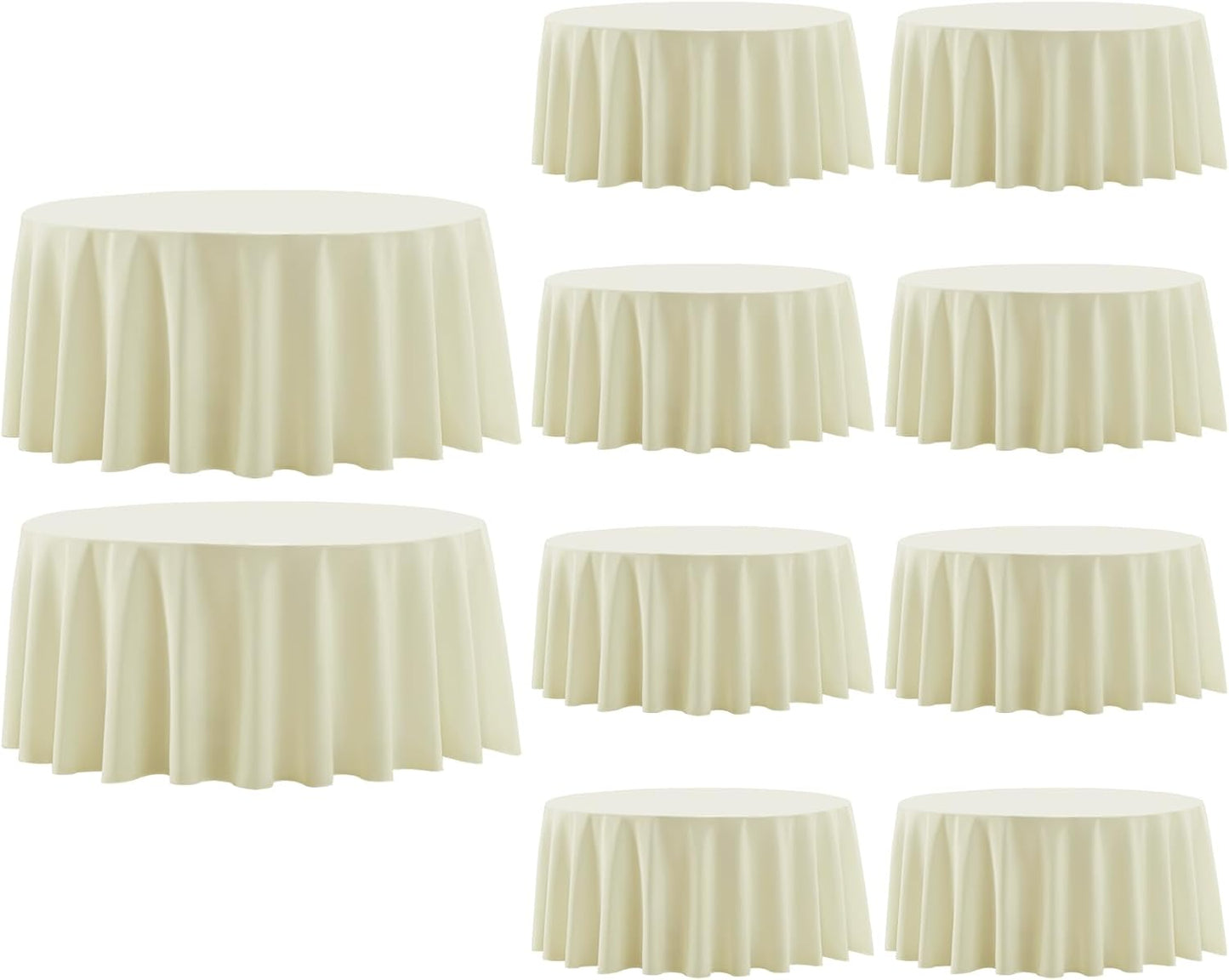 Round Tablecloth 132 Inch 10 Pack Ivory Tablecloths Washable Decorative Linen Polyester Table Clothes Cover for Dining Table Banquets Buffet Parties and Wedding