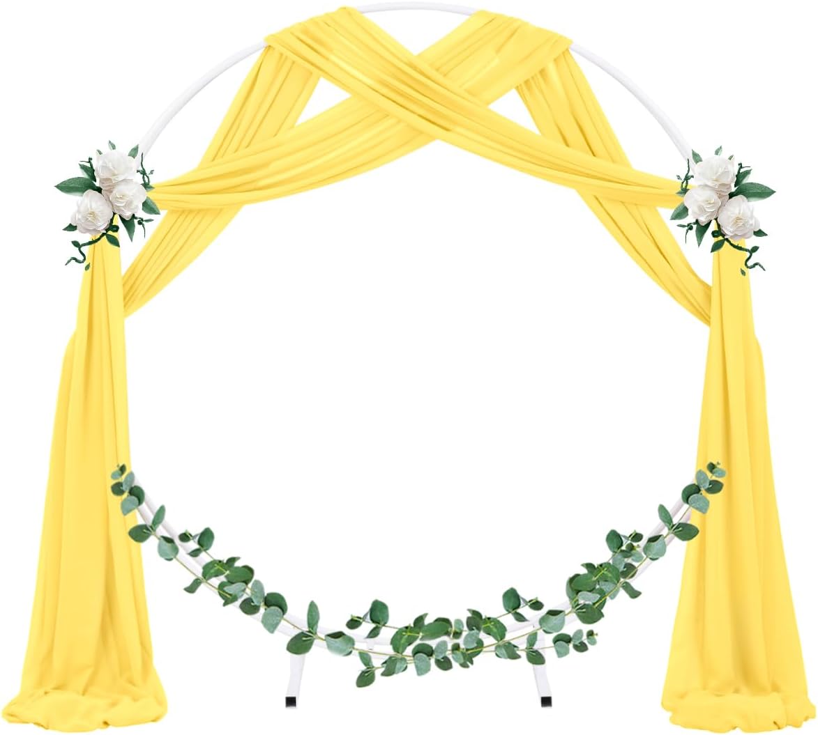 Socomi Wedding Arch Draping Fabric 1 Panel 29" x 19Ft Sheer Chiffon Curtain Drapes 6 Yards for Wedding Ceremony Birthday Party Decoration Yellow Gold