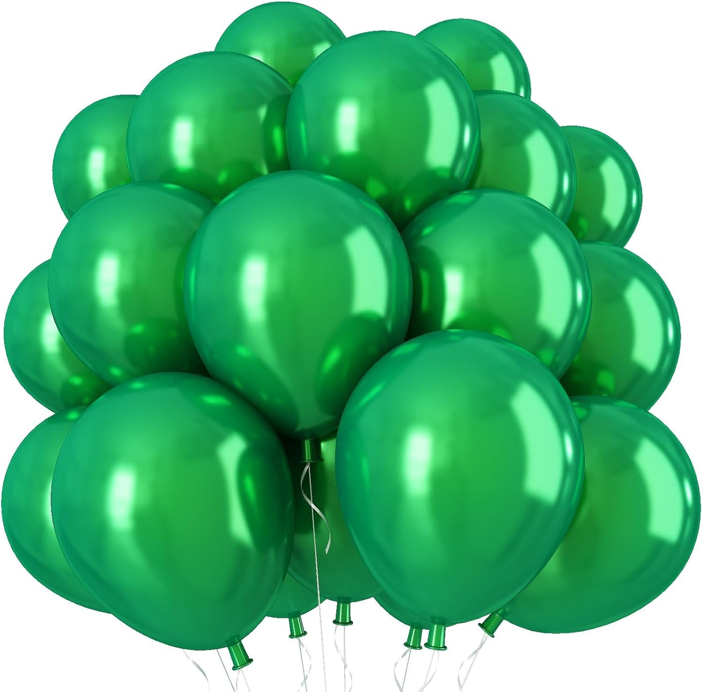 Chrome Green Balloons, 50 PCS 10 Inch Double Stuffed Metallic Dark Green Balloons, Shiny Thick Chrome Metallic Balloon Latex Helium Balloon for Birthday Wedding Graduation Party Decoration Supplies