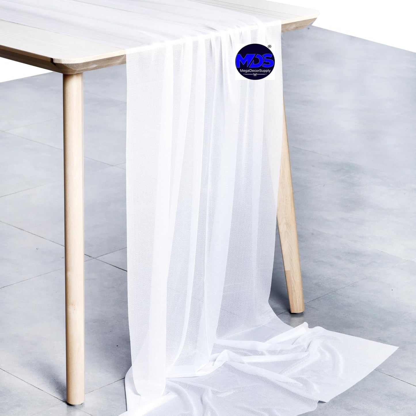 MDS Halloween Chiffon Table Runner - 15 Pack, 29 x 170 Inches, 14ft Each - Sheer Spooky Table Runners for Haunted House Parties, Trick-or-Treat Tables, Witchy Décor, Wedding & Events - White