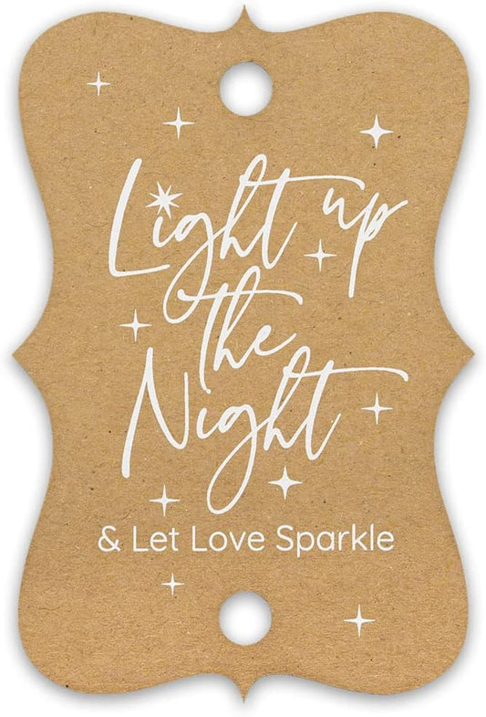 Summer-Ray 50pcs Light up The Night & Let Love Sparkle Wedding Sparkler Tags (Kraft Brown)