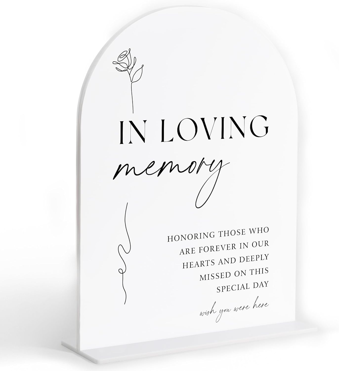 In Loving Memory Sign, White Arch Acrylic Wedding Sign, Memory Table Signs for Wedding Reception and Event Party, Bridal Shower Decor, Centerpiece Table Decorations Party-7