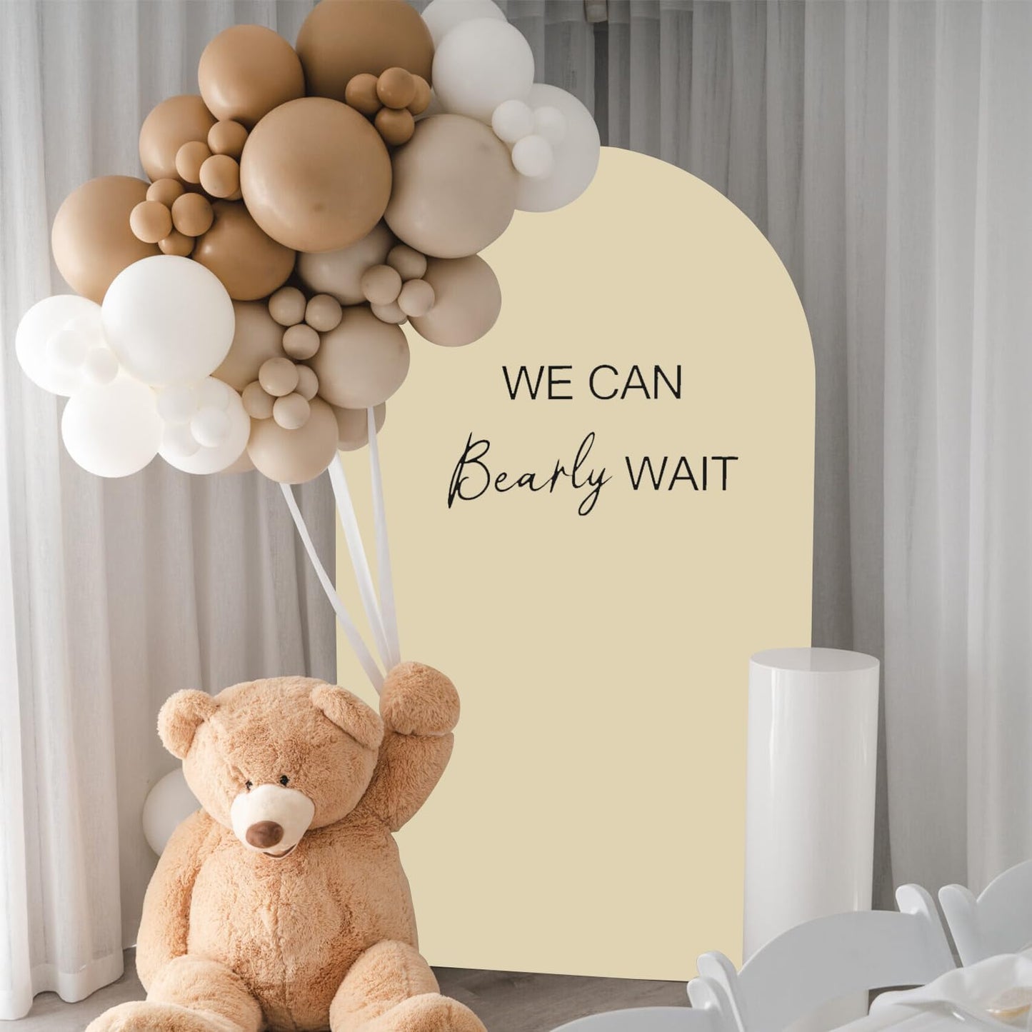 Beige Arch Cover 7.2ft Arch Backdrop Cover Spandex Fitted Wedding Arch Covers Round Top Arch Frame Cover Chiara Arch Cover Backdrop Fabric for Baby Shower Birthday Garden Party Celebration