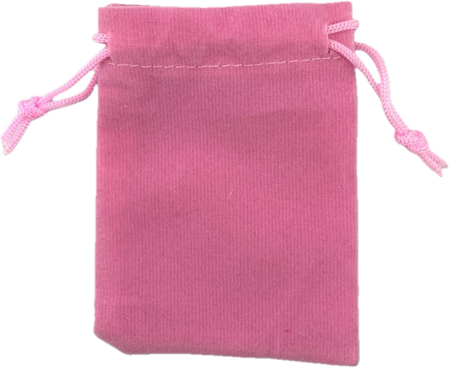 Palmhomee Pack of 48 3x4 Inch Velvet Drawstring Bags Gift Bag Velvet Pouch For Jewelry Wedding and Party Favor (Pink)