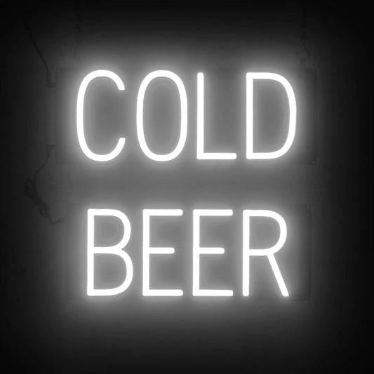 SpellBrite COLD BEER Sign | Beer-Related Sign with Neon Look, White LED Light Source | 16.8" x 15.0"