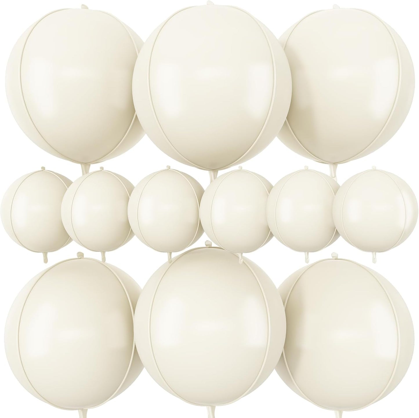 12Pcs Cream White Round Foil Balloons, 22" 10" 4D Helium 4D Mylar Ivory Balloon, Beige Big Foil Balloon Sand White for Birthday Boho Wedding Anniversary Bridal Shower Gender Reveal Party Decorations